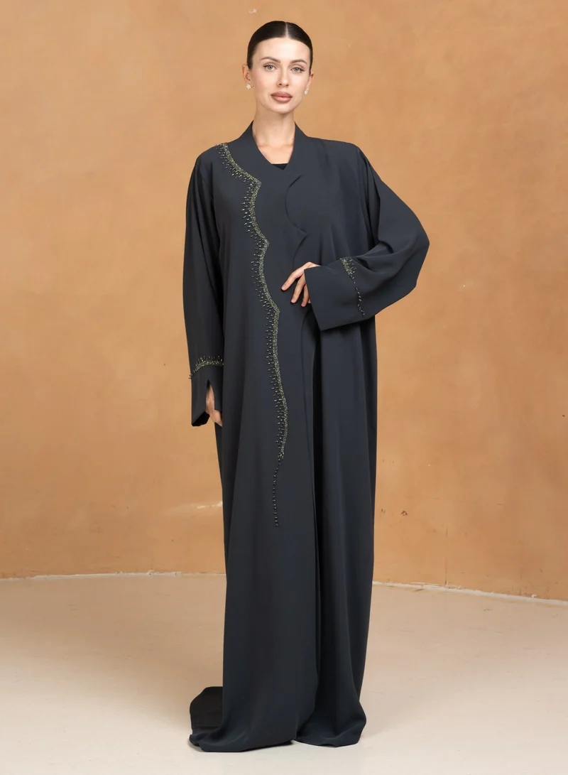 Meem by Mariyah Front open abaya with sheila